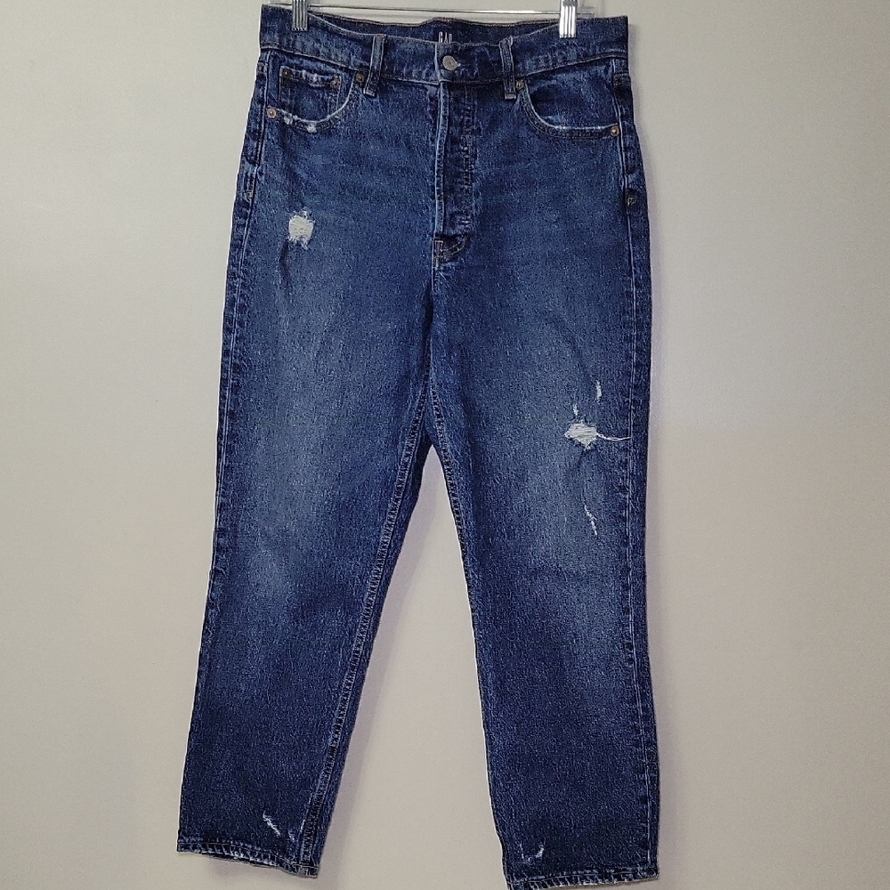 Gap Jeans Cheeky Straight Woman's 10/30 Button Fly Distressed